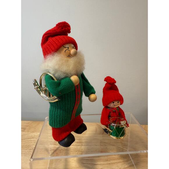 2 Ljungstroms Of Sweden Tomte Wooden Figure Musical Instruments JL - Picture 1 of 12